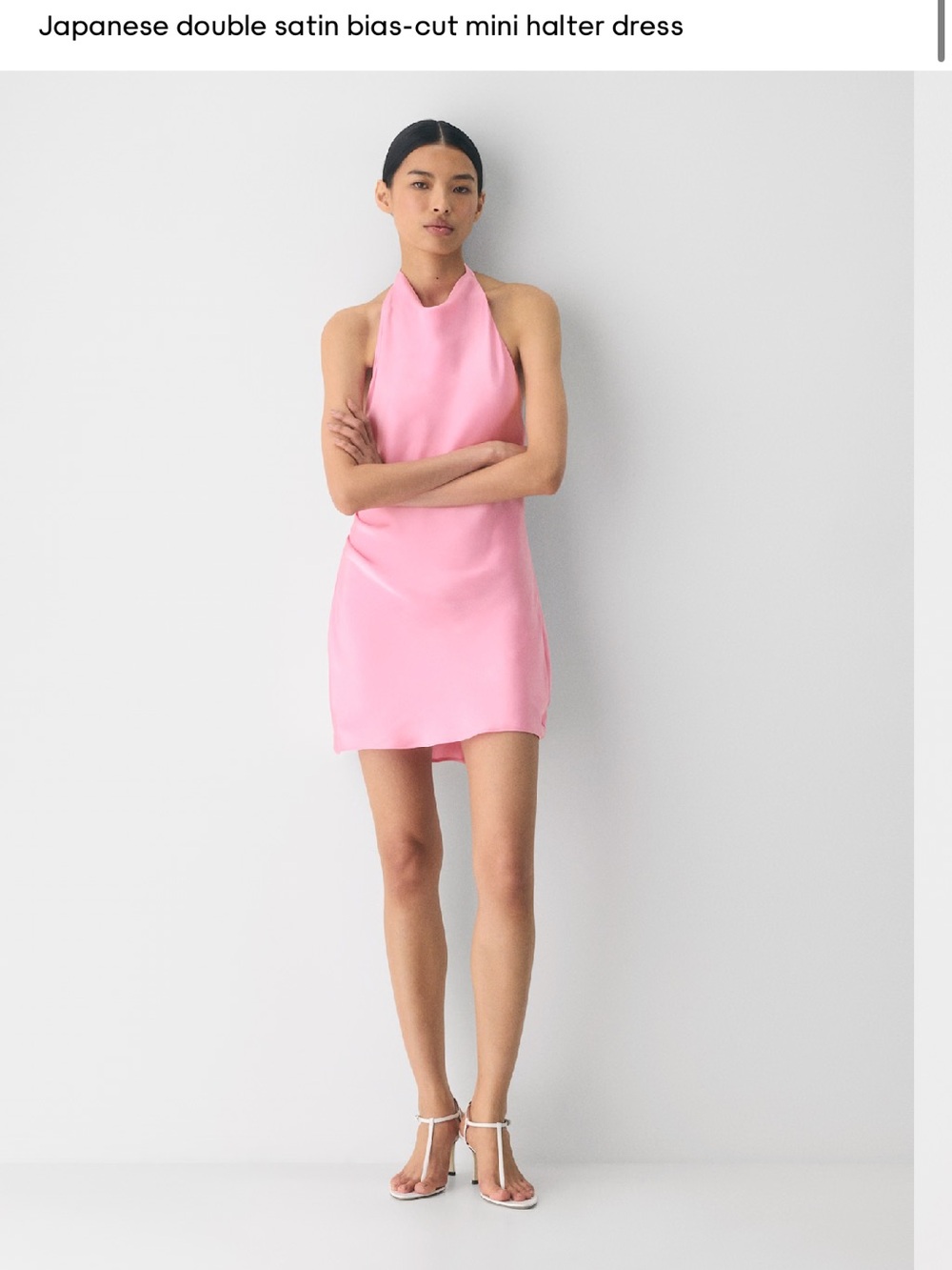 Aritzia Pink Satin Halter Mini Dress